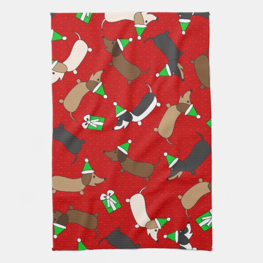 Fröhliche Dackeln Geschirrtuch (Vertikal)