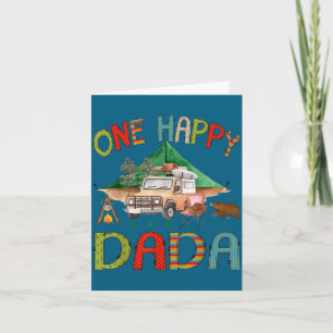 Fröhliche Dada-Camper 1. Geburtstagsillustration Karte