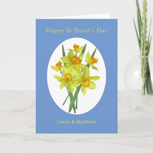 Fröhliche Daffodils St. David's Day Personalisiert Karte (Vorderseite)