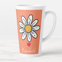 Fröhliche Daisy Illustration Niedlich Retro Kaffee Milchtasse