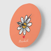 Fröhliche Daisy Illustration - spielerischer Retro Große Wanduhr (Winkel)