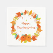 Fröhliche Danksager Pumpkin-Blätter Herbst Herbst Serviette (Vorderseite)