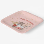 Fröhliche Danksagung Pink Pumpkins und Blume Pappteller (Gewinkelt)