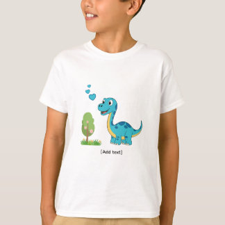 Fröhliche Dino-Naturszene - Personalisiertes Gebur T-Shirt