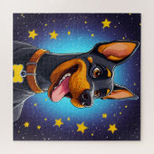 Fröhliche Dobermann-Illustration Puzzle (Horizontal)