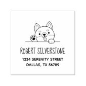 Fröhliche Dog Peeking oben Adresse Permastempel (Design)