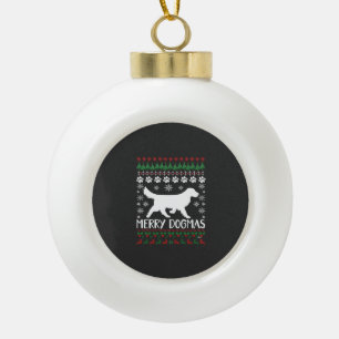 Fröhliche Dogmen Hund Schneeflocke hässlicher Weih Keramik Kugel-Ornament