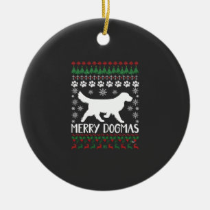 Fröhliche Dogmen Hund Schneeflocke hässlicher Weih Keramik Ornament