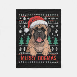 Fröhliche Dogmen Lustiger Hund Weihnachtsmann Hut Fleecedecke