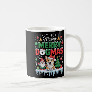 Fröhliche Dogmen Lustiger Hund Weihnachtsmann Hut Kaffeetasse