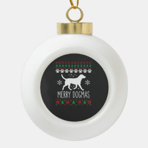 Fröhliche Dogmen Weihnachten Hund Vektor Keramik Kugel-Ornament
