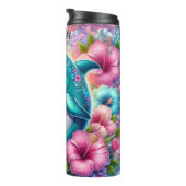 Fröhliche Dolphin Fantasy Glitzern Thermosbecher (Nach rechts gedreht)