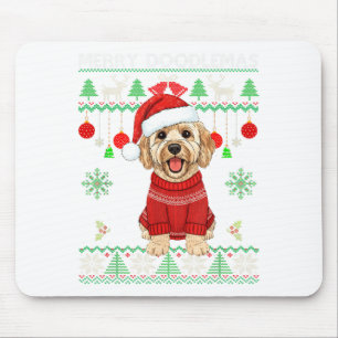 Fröhliche Doodlemas Goldendoodle trägt hässlichen Mousepad