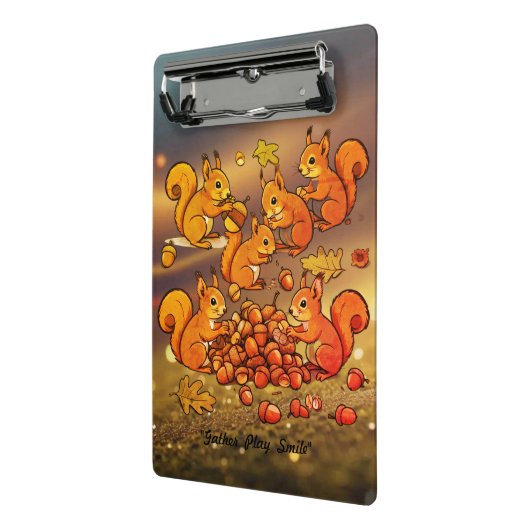 "Fröhliche Eichhörnchen Ansammlung Nuts" Mini Klemmbrett (Gewinkelt2)
