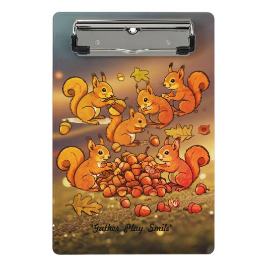 "Fröhliche Eichhörnchen Ansammlung Nuts" Mini Klemmbrett (Vorderseite)