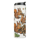 "Fröhliche Eichhörnchen bei der Arbeit" Thermosbecher (Nach links gedreht)