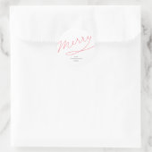 Fröhliche einfache rote Handmit buchstaben Runder Aufkleber (Tasche)