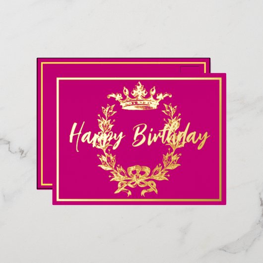 Fröhliche Einladung zum Geburtstag Vintager Kronen (Vorderseite/Rückseite)