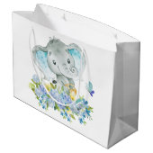 Fröhliche Elefant Baby Shower Bag Große Geschenktüte (Rückseite Schrägansicht)