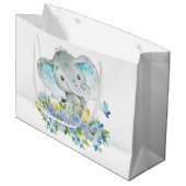 Fröhliche Elefant Baby Shower Bag Große Geschenktüte (Vorderseite Schrägansicht)