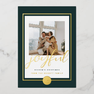 Fröhliche elegante goldene Familienfoto-Folie-Feie Folien Feiertagskarte