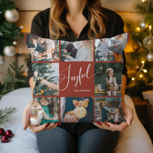 Fröhliche Elegante Schriftzug-Weihnachts-Fotocol Kissen