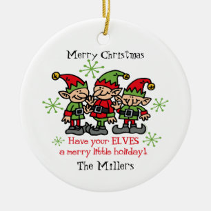 Fröhliche Elf-personalisierte Verzierung Keramik Ornament