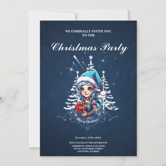 Fröhliche Elfe Einladung (Vorderseite)