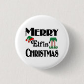 Fröhliche Elfen-Weihnachten Button (Vorderseite)