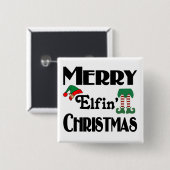 Fröhliche Elfen-Weihnachten Button (Vorne & Hinten)