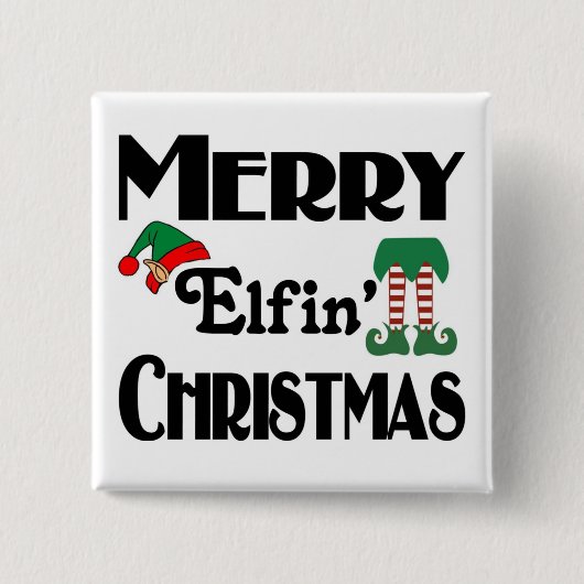 Fröhliche Elfen-Weihnachten Button (Vorderseite)