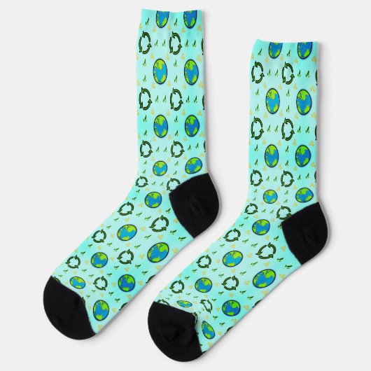 Fröhliche Erde-Tag-Socken Socken (Linkes Detail)