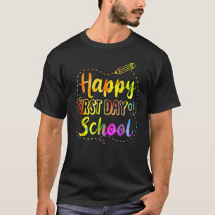 Fröhliche erste Schultag Tie Dye Zurück zur Schule T-Shirt