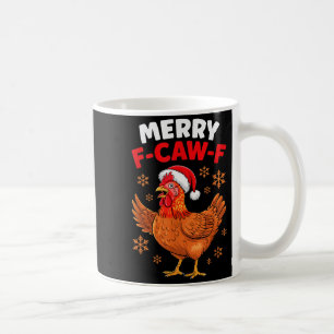 Fröhliche F-caw-f Lustiges Weihnachten Santa Huhn Kaffeetasse