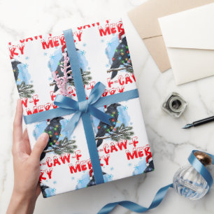 Fröhliche F-Kaw-F Krähe Weihnachten Schneeflocke X Geschenkpapier
