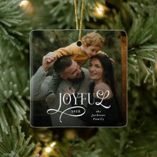 Fröhliche Familie 2 Foto Weihnachten  Keramikornament