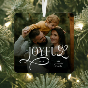 Fröhliche Familie 2 Fotos Weihnachten Ornament Aus Metall