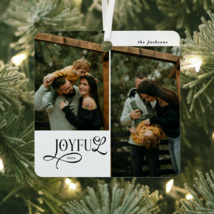 Fröhliche Familie 2 Fotos Weihnachten Ornament Aus Metall