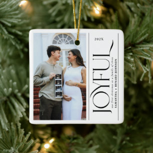 Fröhliche Familie zu Dritt Schwangerschaftsfoto Keramikornament