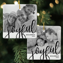 Fröhliche Familie Zwei-Fotos Weihnachten