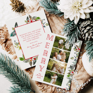 Fröhliche Familienfoto-Streifen-Weihnachtskarte Feiertagskarte