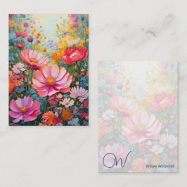 Fröhliche Fantasy-Blume Rosa Garden Monogram Mitteilungskarte