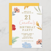 Fröhliche farbenfrohe Blumengeburt Einladungen (Vorne/Hinten)