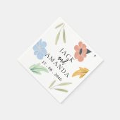 Fröhliche farbenfrohe blumengeschmückte Hochzeitsd Serviette (Ecke)