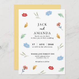 Fröhliche, farbenfrohe Blumenzettel Einladung