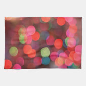 fröhliche farbenfrohe Bokeh Weihnachtsbeleuchtung Geschirrtuch (Horizontal)