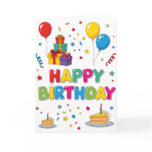 Fröhliche & farbenfrohe Cartoon-„Happy Birthday“-K