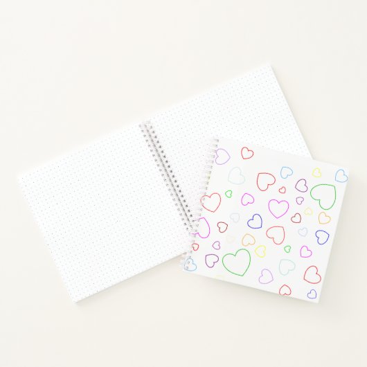 Fröhliche farbenfrohe Herzen Notizblock (Innenseite)