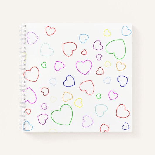 Fröhliche farbenfrohe Herzen Notizblock (Vorderseite)