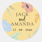 fröhliche, farbenfrohe Hochzeitsticker und -marke Runder Aufkleber (Vorderseite)